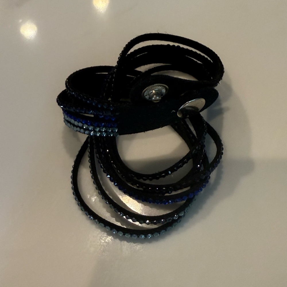 Swarovski Black and Blue Wrap Necklace